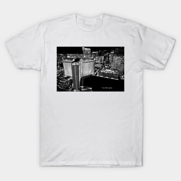 Vegas - Monte Carlo - Black and White T-Shirt by davidbstudios